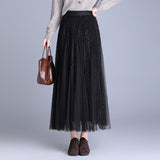 Wave Point Two Sides Wearing Mesh Dress 2025 Autumn Loose Waist Hanging Skirt Casual Skirt Casual Skirt