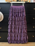 Autumn New Velvet Layer Cake 100 Folded Skirt Women's Fashion High-Rise Thin And Thin A-Shaped Skirt