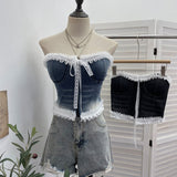 Real Shooting Lace Side With Cowboy Bra Vest Woman Summer With Chest Pad Outside Wearing Short Top 2761