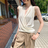 Fry Street Unique Beautiful Sleeveless V-Neck Knitted Vest Women 2026 New Design Sense French Small Thin Top