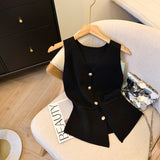 Little Xiangfeng V-Neck Knitted Sleeveless Vest Women's Autumn High-End Horse Clip Cardigan Small Back Hollow Top
