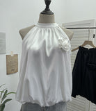 Real Shooting French Gold Wind Hanging Shoulder Waistcoat Woman Design Feel Sleeveless Bud Top Loose Shirt 1170