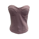Real Pat With Chest Pad Outside Wearing Bra Vest In Autumn And Winter With Sexy Slimming Cowboy Sleeveless Top Lady 8103