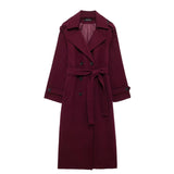 2025 Autumn New Women's Classic British Style Double Row Buckle Trousers Hair Coat Coat Woman