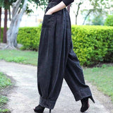 Fat Mom 2025 Spring And Autumn Ladies Jeans Harlan Trousers Broad Leg Trousers Loose Thin Large Size Radishes Casual Pants