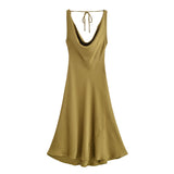 2025 Spring And Summer New Female Fashion Temperament Sexy Silk Silk Shading Long Dress 2590987