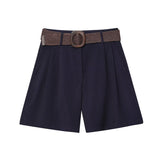 2025 Summer New Women's Fashion Casual Short-Sleeved Shirt With Belt Shorts 8372226