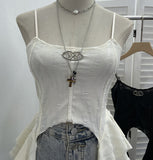 Land Wind Cave Sling Sling Vest Women's Summer Irregular Short-Term Umbilish Ribbon Sleeveless Top 9258
