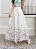 New French Sweet Heavy Industry Embroidery Print Collection Waist Thin Long High-Waist Fairy Skirt A Word Half-Body Skirt