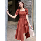 Large-Size Mm French Thin Fashion Temperament Irregularly Designed To Close The Summer Bubble Dress Skirt