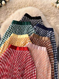 Printed Wave Folding Skirt High Waist Thin Temperament Long Dress Commuter Lattice Half Skirt A-Dress Skirt