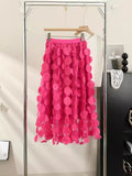 Heavy Industry Three-Dimensional Flower Mesh Yarn A-Word Half-Dress Women Autumn 2025 New Design Sense High-Rise Thin Fairy Skirt
