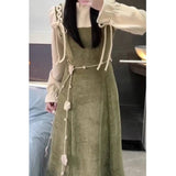 Set Women 2025 Autumn And Winter Han Series Age-Old Long-Sleeved Bottom Shirt Top Cover To Collect Waist Thin Back With Dress Two Sets