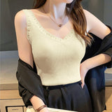 Suspension Vest Women Summer Ice Silk V Collar Small Vest Women Wearing Fashion Small Sling Belt Outside The Bottom Vest