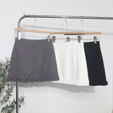 Real Shooting Wooden Ear Suit Short Skirt Summer Anti-Walking Lining High Waist Thin Ass A Word Step Skirt 6875