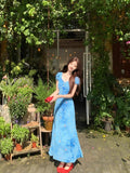 French Floral Dress Women's Summer Yunnan Tourism Wearing Women's Unique Beautiful Waist-Waive Holiday Dress