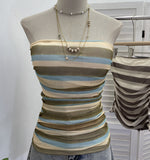 Real Shot Color Striped Mesh Tans Tector-Coat With Chest Pad Anti-Slip Strip Folds Repair Short Sleeveless Top 8185