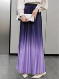 2025 New High-End Women's Dress Gradient Half-Dress Skirt Women's Long Dress High Waist Lengthened Version Of The 100-Folded Skirt