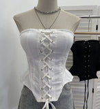 Real Shot With Chest Pad Anti-Slip Striped Chest Vest With Irregular Short Spice Girl Elastic Sleeveless Top 1611
