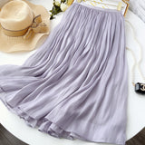 Silk Sensing Temperament Half-Dress Woman Slim Thin Long A-Dress Hanging Summer Egan Yarn Skirt