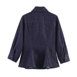 Summer New Women's Clothing Collar Button Long Sleeve Skirt Style Swing Shirt 0340048