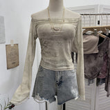 Real Shooting Two Sets Of Sexy Shoulder Single-Layer Thin Mesh Yarn Short T-Shirt + Inner Brat With Chest Pads To Wipe The Chest Vest 8095