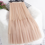 Net Dress 2025 Autumn And Winter New Net Color Bottom Skirt Small Fresh Long Skirt Small Fairy Dress