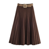 Autumn 2025 New Female Fashion Elegant Belt 100-Folded Skirt 30462666