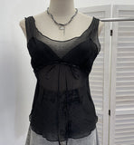 Pictonic Tau Tuft Tulle V-Neck Sling Vest Folded With Bows Short Top Female 6185