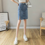 Jeans Five-Point Skirt Open Long Model Of Women's Summer 2025 Summer High-Waist Nails Thin A-Word Ass Skirt Thin