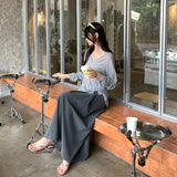 Lyselle Tiansi Super-Good-Looking Single Loose Stripe V-Neck Long-Sleeved T-Shirt For Women 2026 Spring New Thin Top