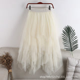 2025 New High-Rise Thin Multi-Layer Irregular Mesh Splicing Cake Skirt In The Long Half Skirt Women's Skirt