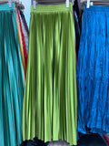 Tightening The Pearl Light Hundred Folded Half-Dressed Dress Woman 2025 Early Spring Glossy Color Color Hanging High Waist Thin Word Long Dress