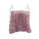 Real Shooting Three-Dimensional Flower Mesh Strap Strap Strap Sling Sling Vest Women's Summer Design Sense Short Sleeveless Top 9020