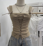 Real Shoot Spice Girls With Slings Vest Fake Two Wearing Rope Straps Tight Short-Sleeved Blouse 8139