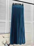 2025 New High-Rise 100-Fold Skirt Half-Dress Woman Pendant Tight Waist Thin High-Grade Elegant Solid Color Dress