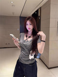 Large-Size Fat Mm Hottie Wind Irregular Cross-False Two-Piece Women Summer New Slimming T-Shirt