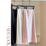 2025 New Thick Acetic Acid Fascination Silk Gloss Fishtail Half Skirt Women's A-Word Bag Hips Thin-Skinny Skirt