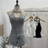 Real Shot With Chest Cushions Bare Back Hanging Neck Sling Vest With Hot Girls Hollow Short Sleeveless Top 1053