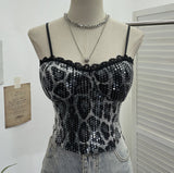 Real Shot With Chest Pad Lace Lace Sling Vest Sexy Short Leopard Patty Bra Wrapping Bra 8703