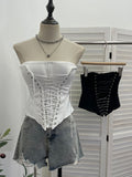 Real-Patting Hottie Tied With Fish Bone With Chest Pad Anti-Slip Tector Wrap Bra Wrapped Bra Short Sleeveless Top 2885