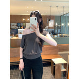 Real Shot A Word Shoulder Slant Shoulder Waist White Short-Sleeved T-Shirt Women's Summer 2026 New Pure Desire Design Sense Short Top