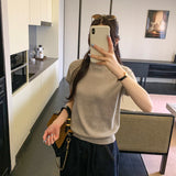 Simply Wind Half-High Collar Sleeveless Knitted Shirt Women's Summer Slim Design Sweater Waist High-End Feel Top