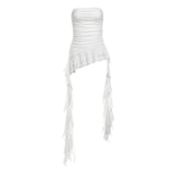 Irregular Lotus Leaf Side Atmosphere Feel The Chest Vest Woman Wears A Niche Ribbon Wrapped Blouse
