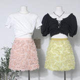 Three-Dimensional Flower Mesh Squins Tight Waist Half-Dress Women's Summer New A-B-Pack Hip Short Skirt 9103