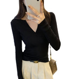 Wool Knitted Bottom Shirt Women's Autumn And Winter 2025 New White Inside High-End Feel Super Beautiful Beautiful Beautiful Beautiful Shirt