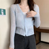 Ultra-Thin Sunscreen Knitted Small Cardigan Thin Women's Sling Skirt Burqa Spring And Autumn Ice Silk Air-Conditioning Shirt Short Coat