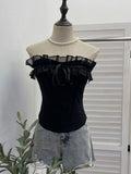 Sleeveless Short Top With Chest Pad Anti-Slip Slender Waistcoat Ponies With Bows