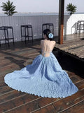 Design Sense Of Summer Waves Blue Atmosphere Feel The Holiday Wind And Back To The Waist Of The Thin Skirt Hanging Beach Skirt