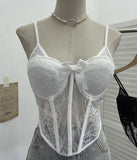 Real Shoot Spice Girls With Chest Pads Fish Bone Lace Sexy Sling Vest Short Boobs On The Back Of The Dress Woman 1127